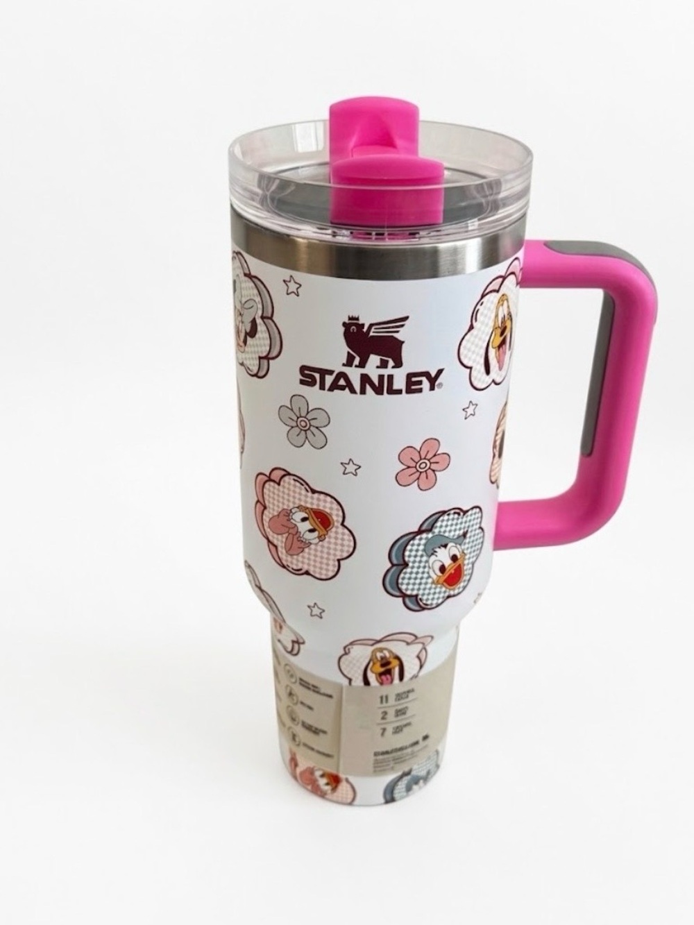 40oz Stanley tumbler white and pink